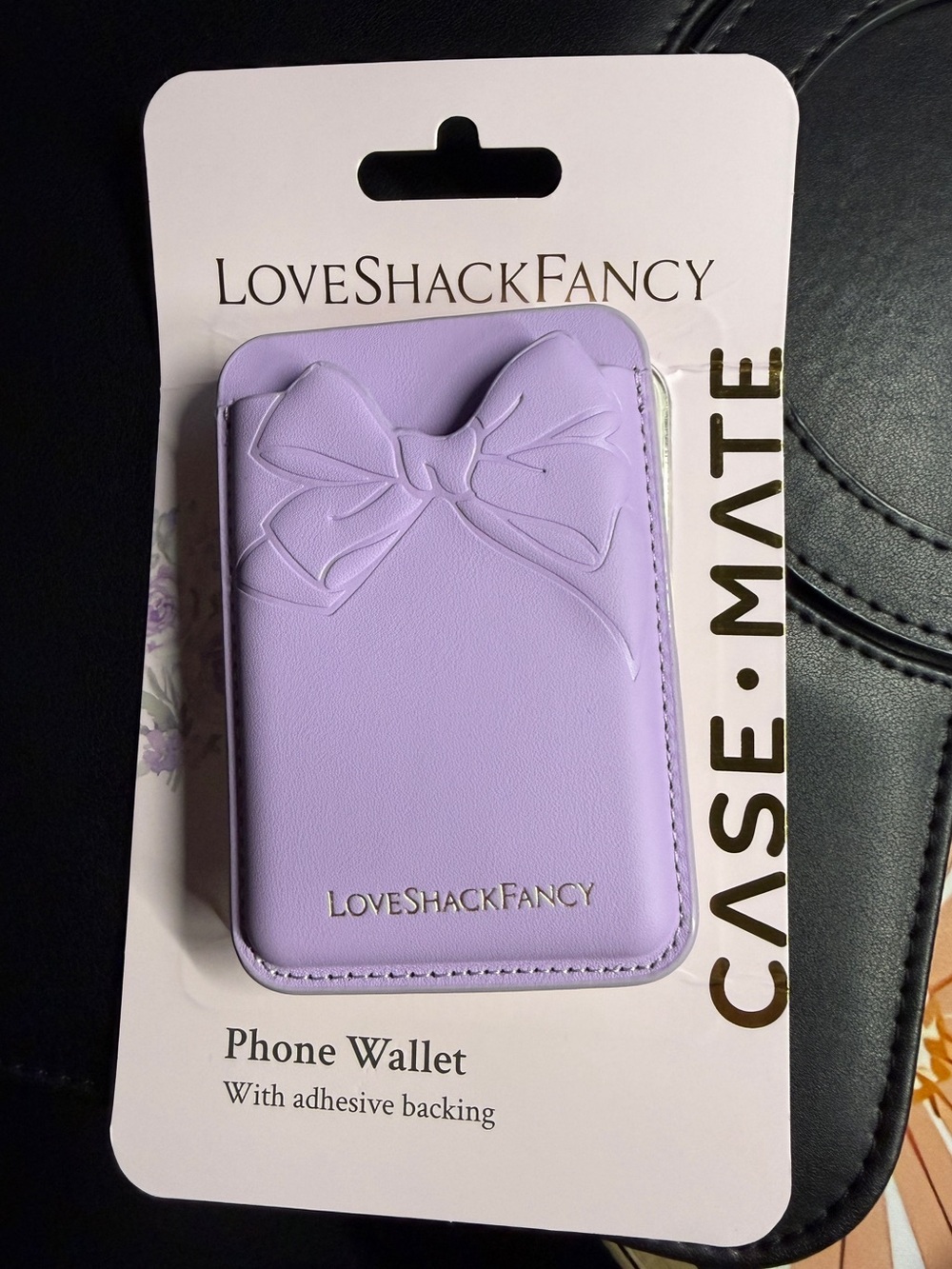 LoveShackFancy Lilac Bow Adhesive Phone Wallet Case